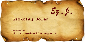 Szokolay Jolán névjegykártya