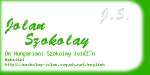 jolan szokolay business card